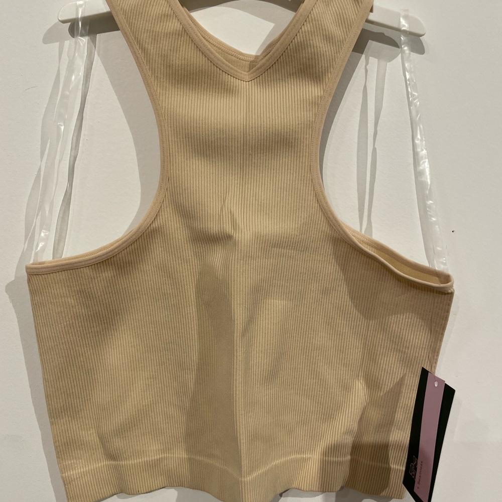 Wild Fable Women’s High Neck Seamless Tank Top Beige Size Small NWT